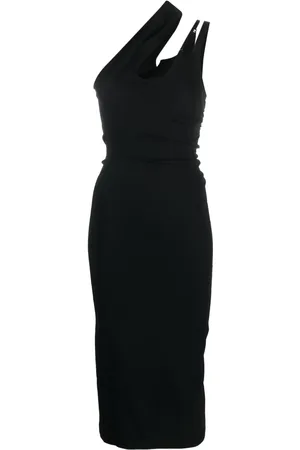 MUGLER Asymmetrisk midiklänning