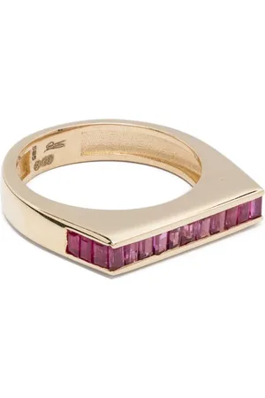 JACQUIE AICHE Flat Bar ring i 14K gult guld med rubin