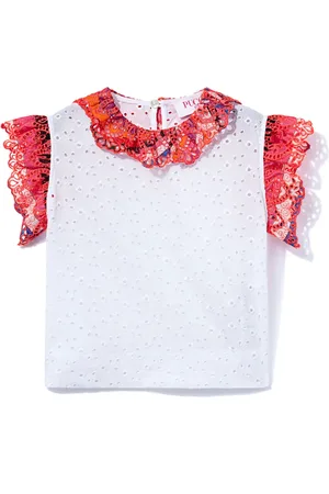 PUCCI Junior Blus med engelsk brodyr