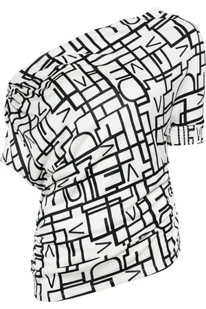 Diane von Furstenberg Percy enaxlad topp med logotyp
