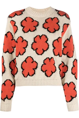 Kenzo Intarsiastickad tröja med blomma