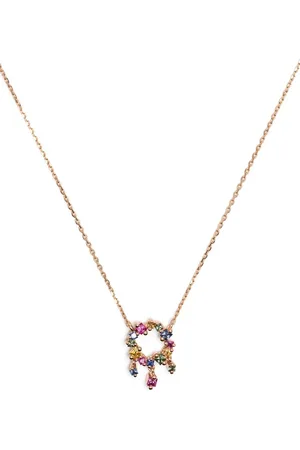 Suzanne Kalan Princess Rainbow halsband i 18K roséguld med liten safir