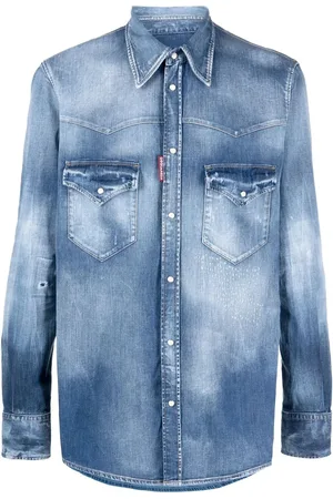 Dsquared2 Blekt jeansskjorta med slitning