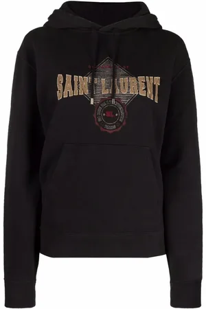 Saint Laurent Empiecement hoodie med logotyp