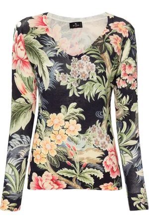 Etro Stickad blommig tröja