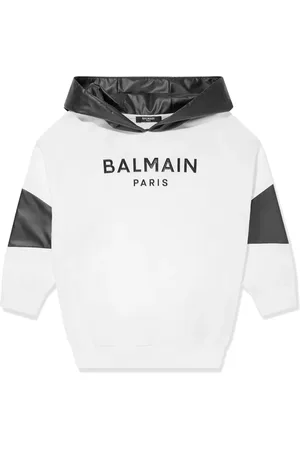 Balmain Tvåfärgad hoodie med logotyp