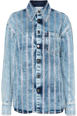 GIUSEPPE DI MORABITO Strassprydd jeansskjorta