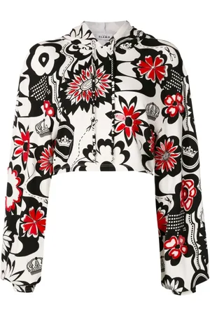 AMIR SLAMA Blommig croppad hoodie