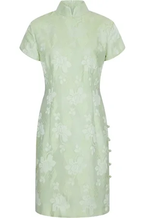 SHANGHAI TANG Blommig miniklänning i jacquard