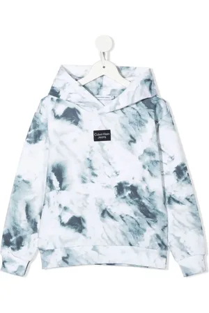 Calvin Klein Batikmönstrad hoodie med logotypmärke