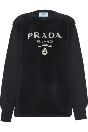 Prada Intarsiastickad tröja med logotyp