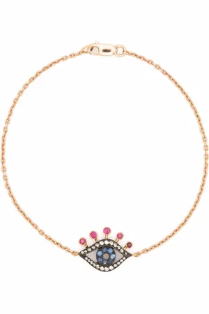 MONAN "Evil Eye armband i 18K roséguld med diamant, safir och rubin"