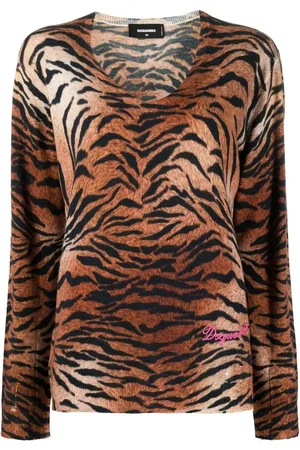 Dsquared2 Leopardmönstrad stickad tröja