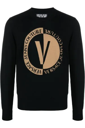 VERSACE Intarsiastickad tröja med logotyp