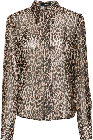 Styland Leopardmönstrad sidenskjorta