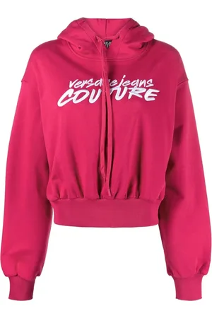 VERSACE Kort hoodie med broderad logotyp