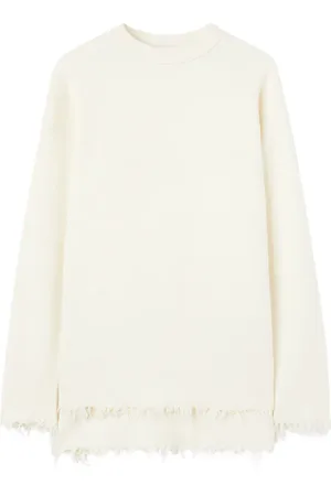 Jil Sander Finstickad tröja med franskant