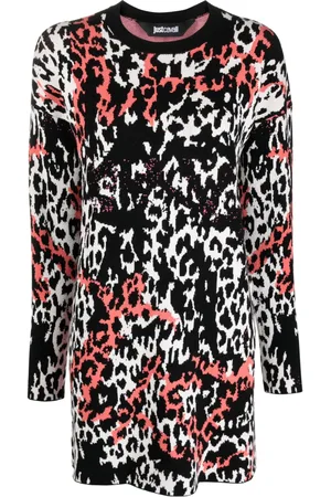 Roberto Cavalli Leopardmönstrad klänning i jacquard