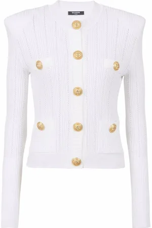 Balmain Finstickad kofta med knäppning