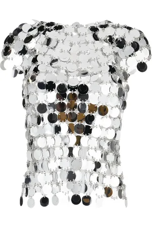 Paco rabanne Kortärmad topp med metallic diskar