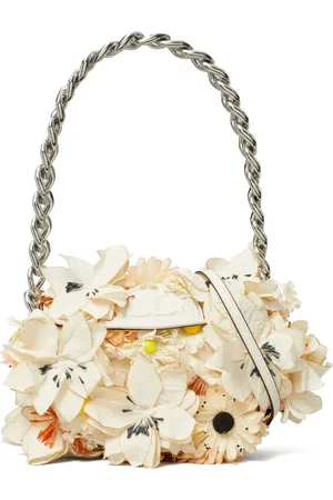 Tory Burch Fleming Soft Crescent liten blommig axelväska