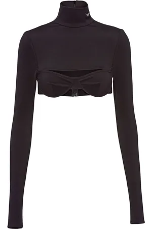 Prada Stickad croptop med hög krage