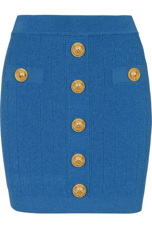 Balmain Stickad kjol med knappdetalj