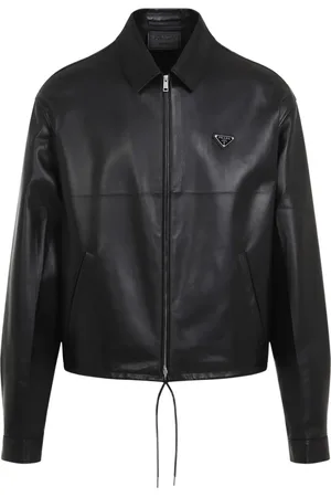 Prada Bomberjacka i läder med logotyp