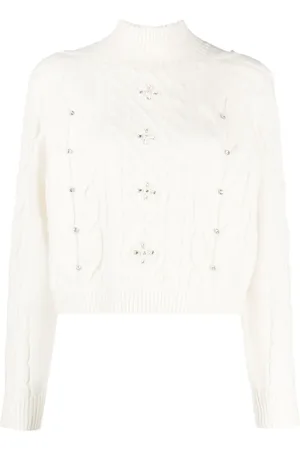 Twin-Set Kabelstickad tröja med strass
