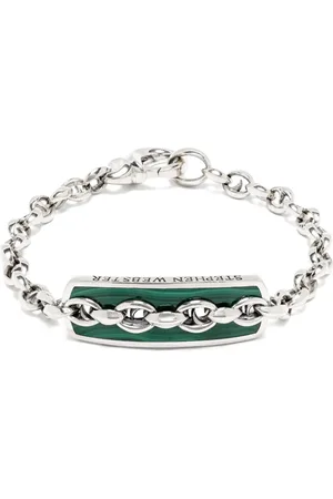 STEPHEN WEBSTER Thorn Addiction Inline Razer armband i sterlingsilver med malakit