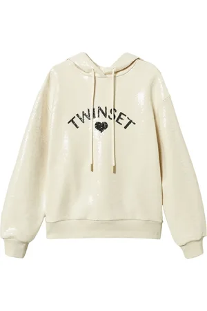 Twin-Set Hoodie med logotyp