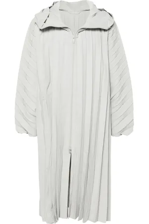 Issey Miyake Edge plisserad lång kappa