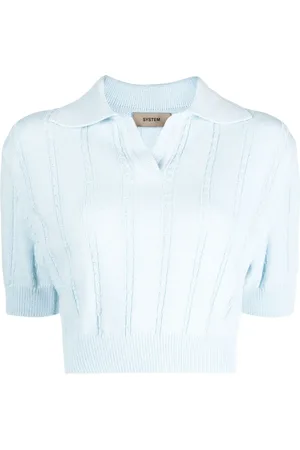 SYSTEM Stickad croptop