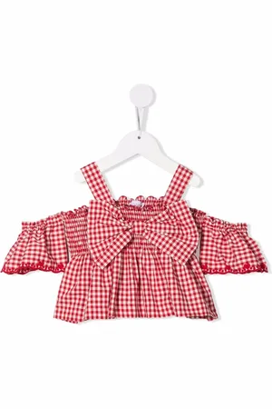 MONNALISA Ginghamrutig blus med volang