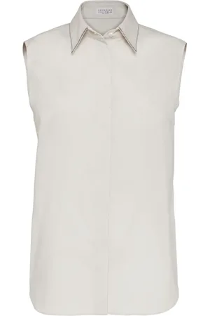 Brunello Cucinelli Enfärgad ärmlös topp
