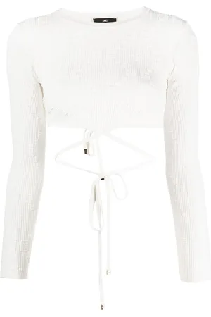 Elisabetta Franchi Ribbad croptop med knytning baktill