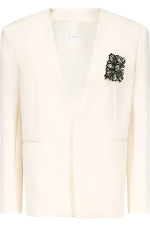 AREA Kraglös blazer med strassprydd brosch