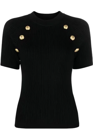Balmain Kortärmad topp med knappdetalj