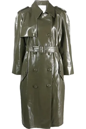 MVP Wardrobe Dubbelknäppt lackad trenchcoat