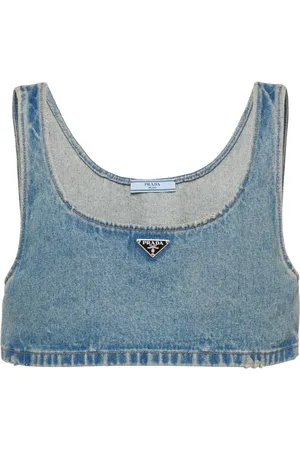Prada Randigt croptop med logotyp