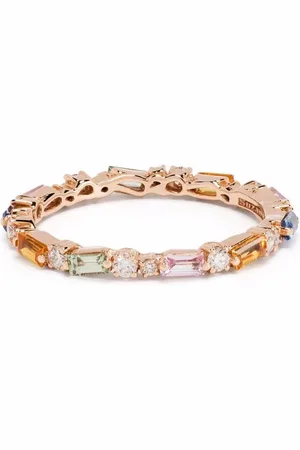 Suzanne Kalan Rainbow ring i 18K roséguld med safirer och diamant