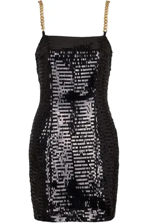 Balmain Kort paljettklänning med kedjelänk