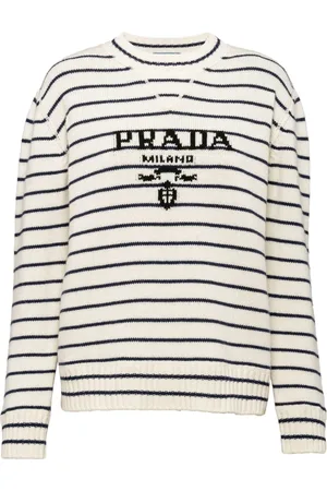 Prada Kashmirtröja med intarsiastickad logotyp