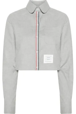 Thom Browne Draperad skjorta med rundad krage