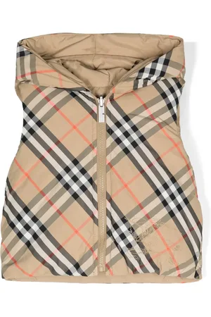 Burberry Rutig puffväst med huva