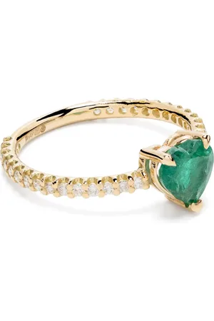 Shay Lillfingerring i 18K gult guld med diamant och smaragd