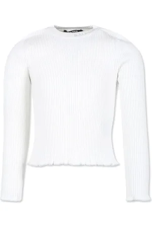 Balmain Intarsiastickad tröja med logotyp