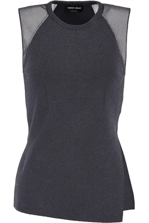 Giorgio Armani Stickad topp med halvskir ärm