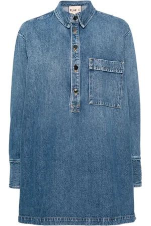 Plan C Jeansblus med knäppning i sidan