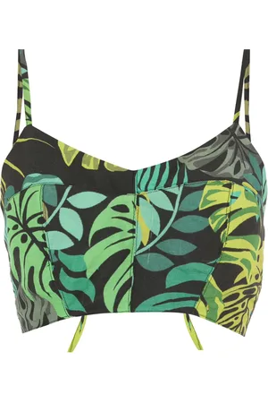 AMIR SLAMA Croptop med tropiskt tryck